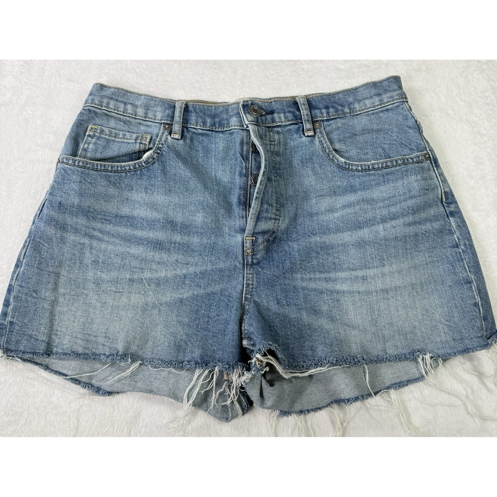 Everlane Jean Shorts 30 Blue Denim Cheeky Short‎ 100% Organic Cotton Raw Hem